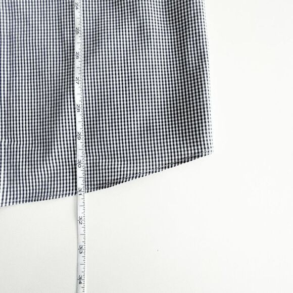 Nautica Mens Dress Shirt Gingham Button Down Long Sleeve Black White Size 17.5 - Picture 9 of 9